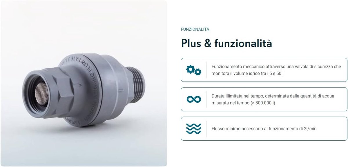 Waterblok Veiligheidsventiel - Waterbewaker - Overstroming Voorkomen - Instelbaar Watervolume - 5 tot 50 Liter - Grijs