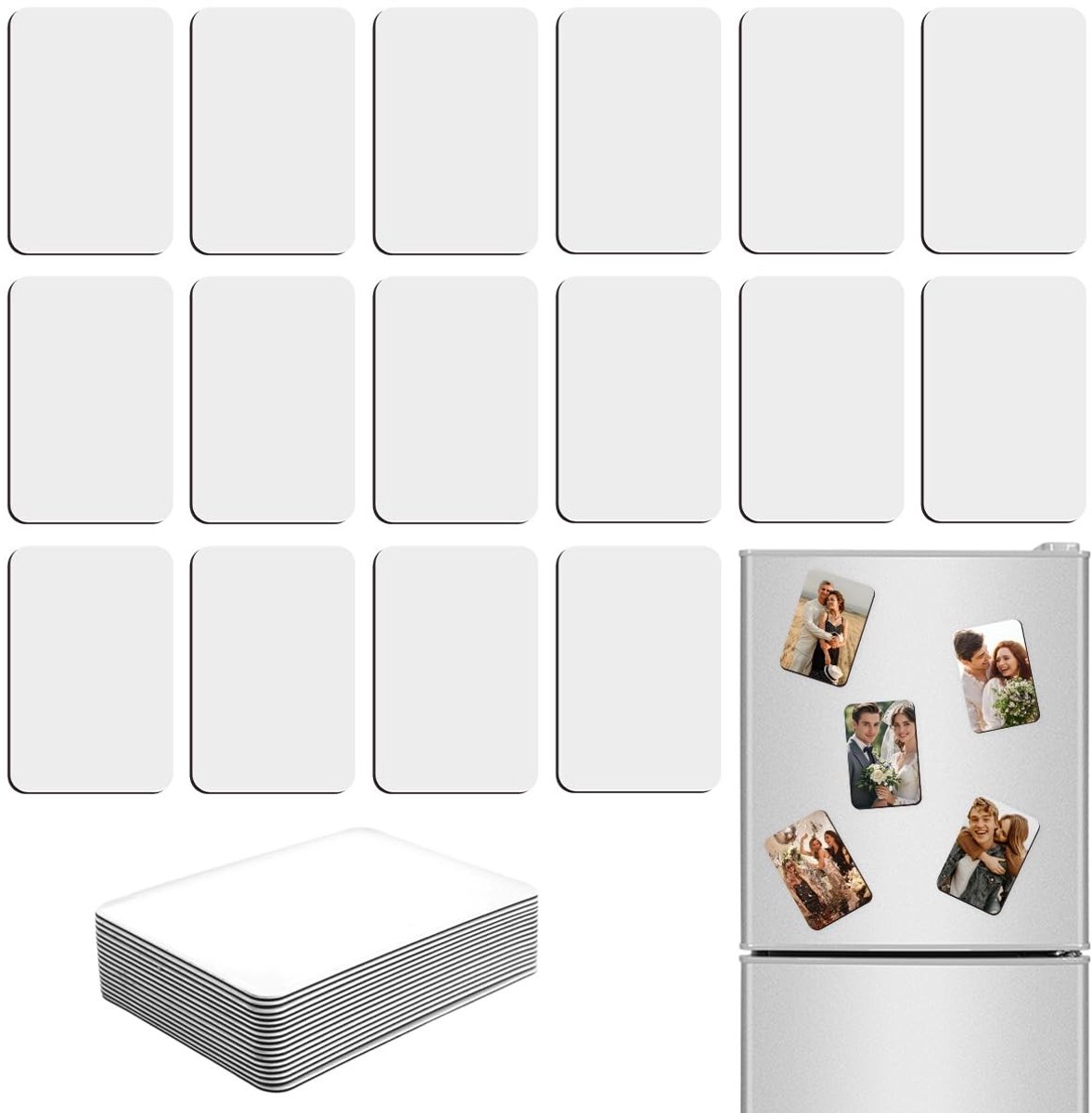 Dailygoods- Koelkastmagneten 16 Stuks - Blanco Sublimatiemagneten