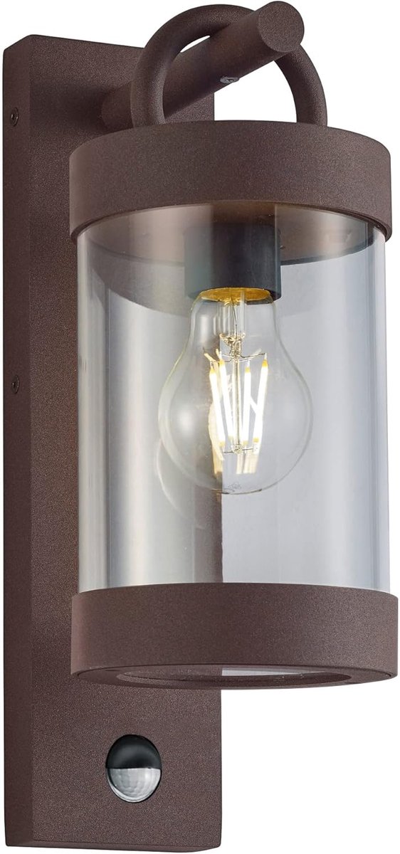 Led Buitenlamp met Bewegingssensor - Wandlamp Lantaarn in Roestlook - IP44