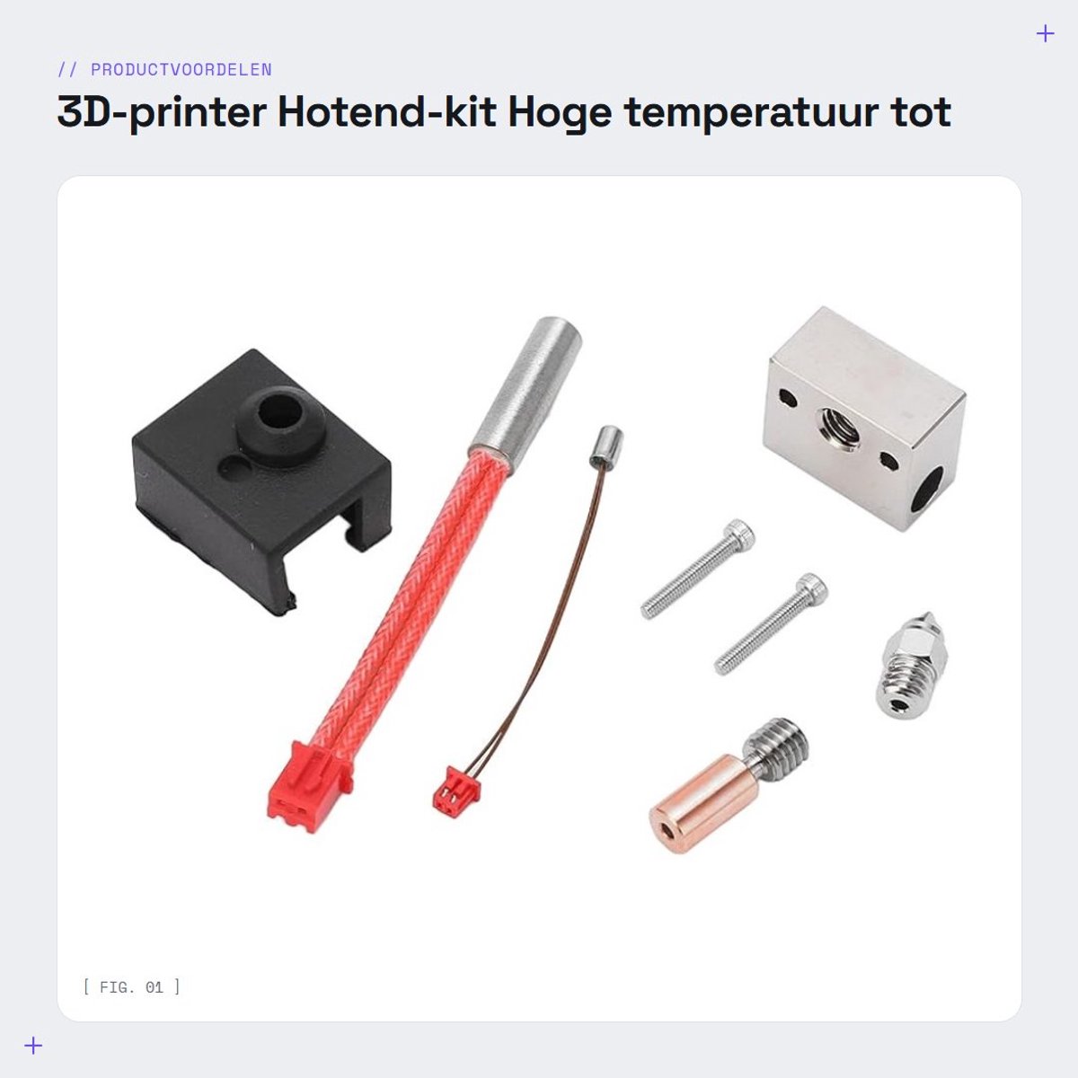 Dailygoods- 3D-printer Verwarmingsblokset - Hotend-kit - Bimetaal Verwarmingsblok - 24V 40W - Tot 300 ℃ - Geschikt voor Ender 3 S1 - 3D-printeronderdelen