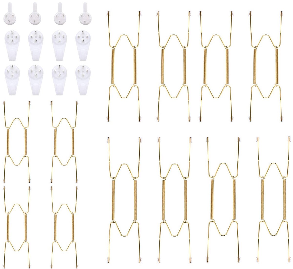 Dailygoods- Bordhangers 12 Stuks - Roestvrij Staal - Wandbeugels - Decoratieve Houders - Voor Sierborden - Geschikt voor 5-10,5 cm Ornamenten - Wandhangers