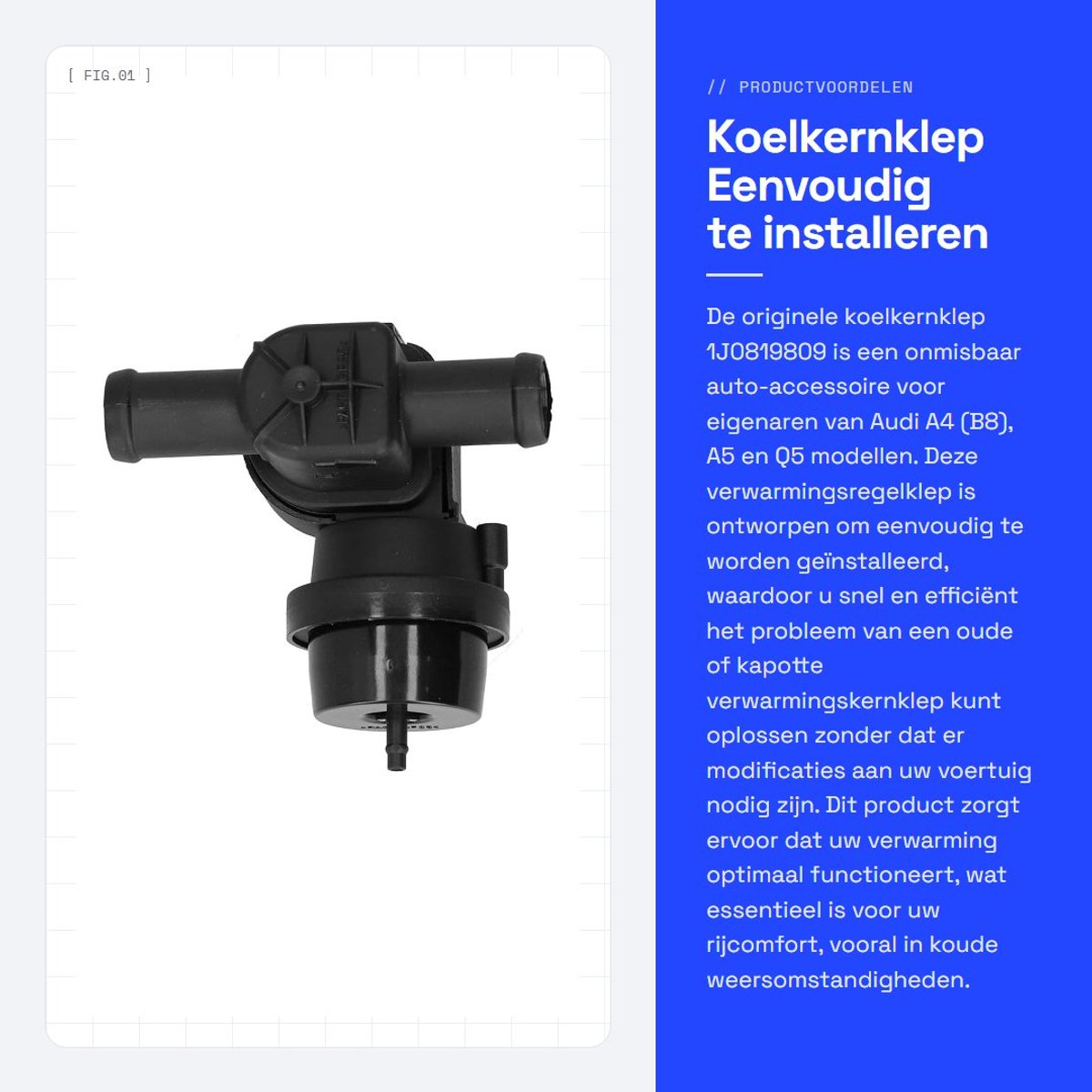 Dailygoods- Verwarmingsregelklep eenvoudig te installeren - Auto-accessoire - Compatibel met A4 (B8) - A5 - Q5 - Originele vervangingsonderdeel - Verwarmingsklep