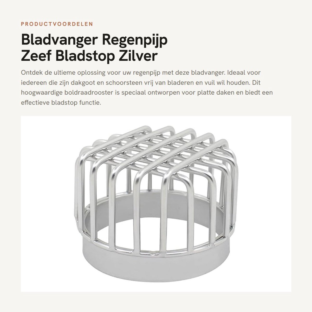 Dailygoods- Bladvanger met zeef - Boldraadrooster - Bladscheider - Bladvanger dakgoot - Bladvanger plat dak - Formaat OD97mm H76mm - Bladfilter