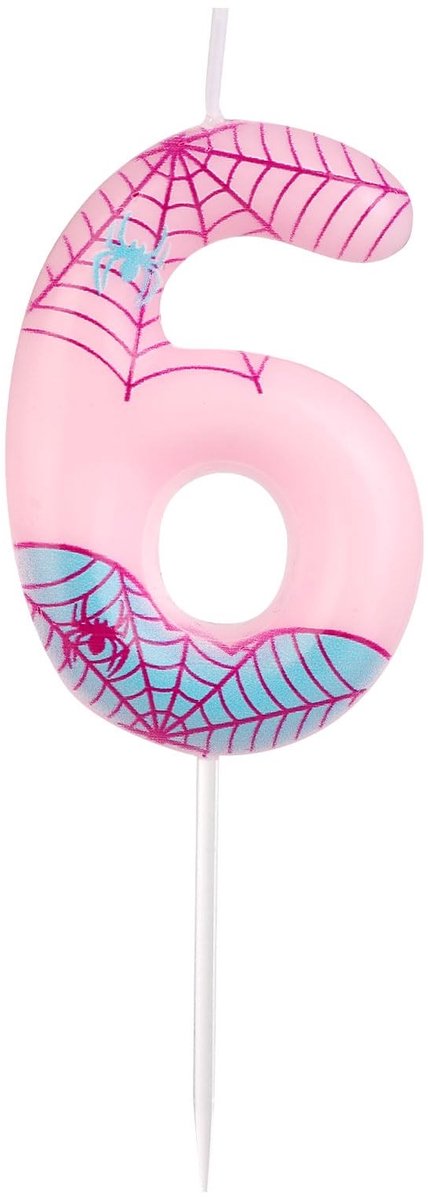 Dailygoods- Spinnummerkaars Roze - Taartkaarsjes - Spinverjaardagsdecoratie - Verjaardagsfeestje - Halloween Decor - Materiaal: Was, 11x4cm - Taartkaars
