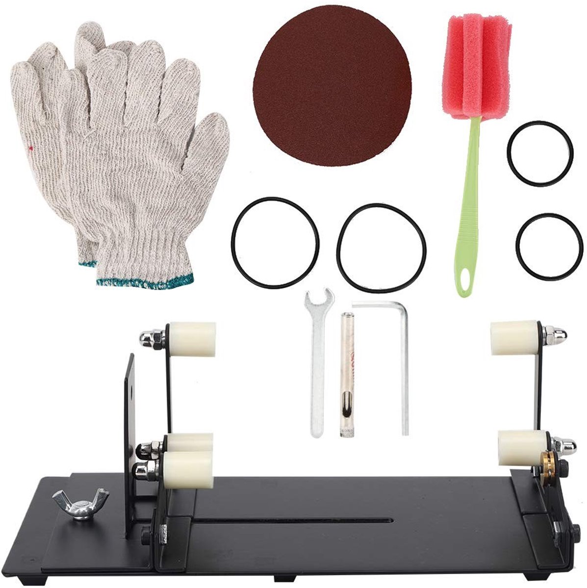 Dailygoods - Glasfles Snijder - RVS Flessensnijder met 3 Snijwielen en 6 Antislip Kussens