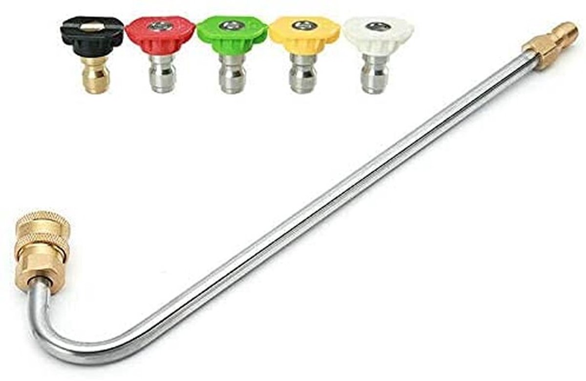 Dailygoods- Gun Extension 5000 PSI - 35cm - Roestvrij Staal - U-vormige Spuitmond - Verlengstuk - Universeel Gebruik - Spuitpistool