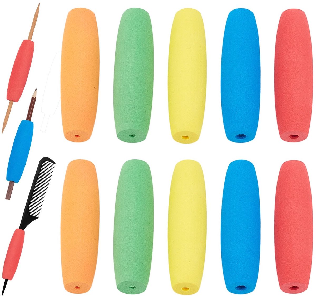 Dailygoods- Grip Tubing 10 Stuks - Ergonomische Handgreep - Schuim Handvat - Multicolor - Geschikt voor Ouderen - 9 cm / 3,54 inch