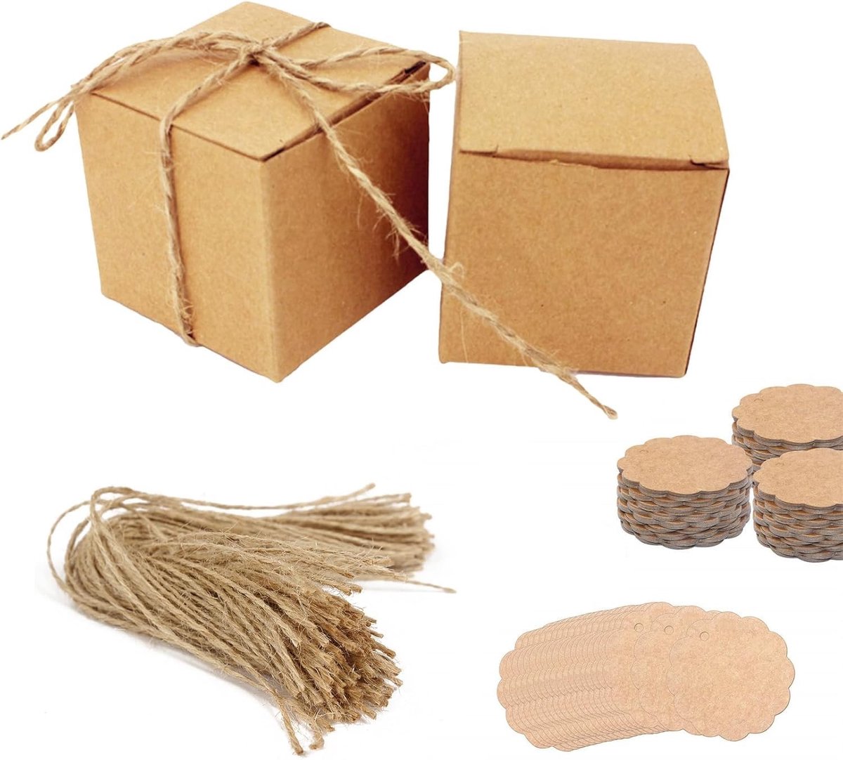 Dailygoods - Kartonnen Dozen 50 Stuks - Geschenkdozen Kraftpapier Bruin 7x7x7 cm
