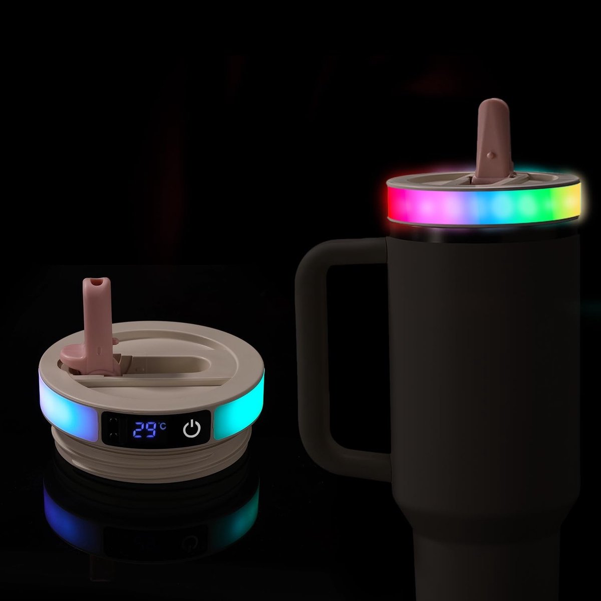 Dailygoods - LED Flip Straw Tumbler Deksel met Temperatuursensor