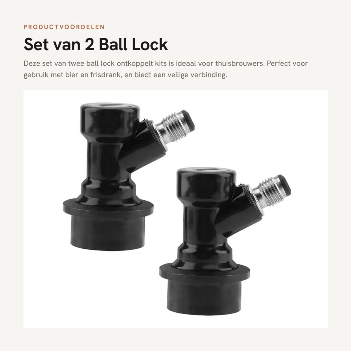 Dailygoods- Ontkoppelkit - 2 Stuks - Ball Lock - Bierontkoppeling - Homebrew - 1/4 Barb - Met Swivel Moeren - Kegconnector