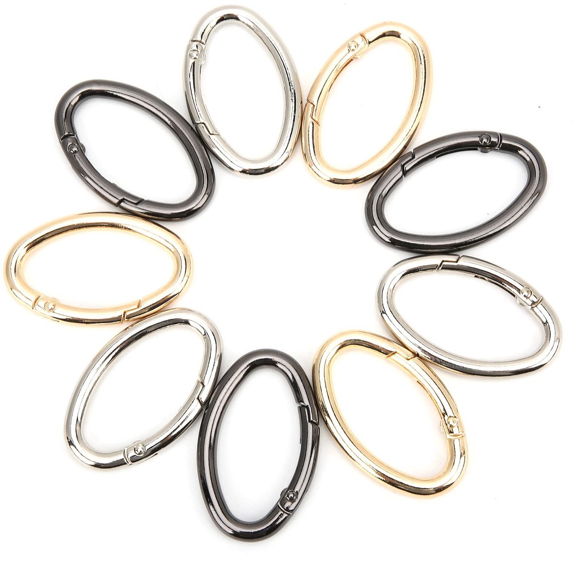 Dailygoods - 9 Stuks Karabijnhaken, Ovaal en Rond - Multifunctionele Bevestigingshardware