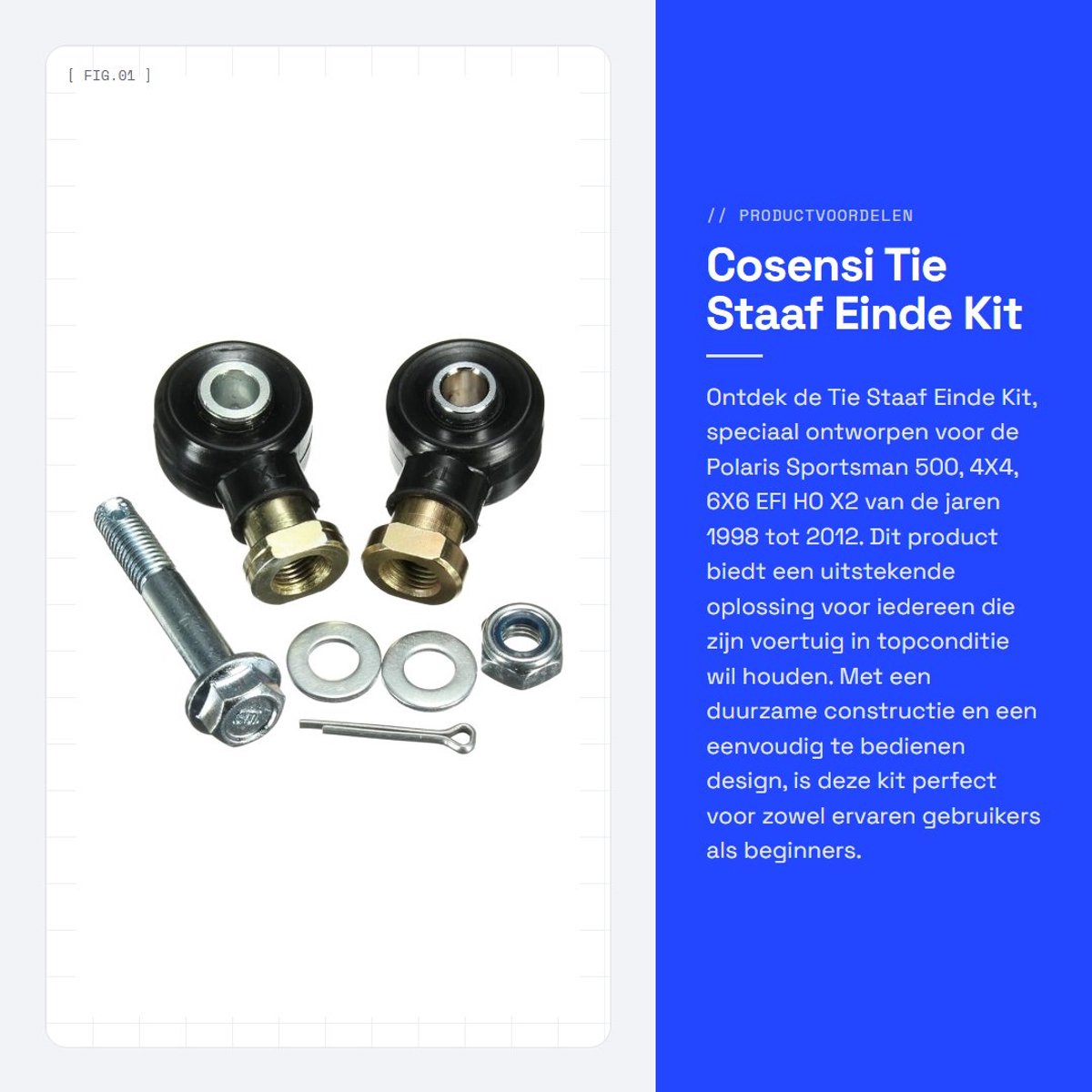 Dailygoods- Tie Staaf Einde Kit - Geschikt voor Polaris Sportsman 500 - 4x4/6x6 - Hoogwaardige Kwaliteit - Duurzaam - Dikte 27,1 mm - Eindkit