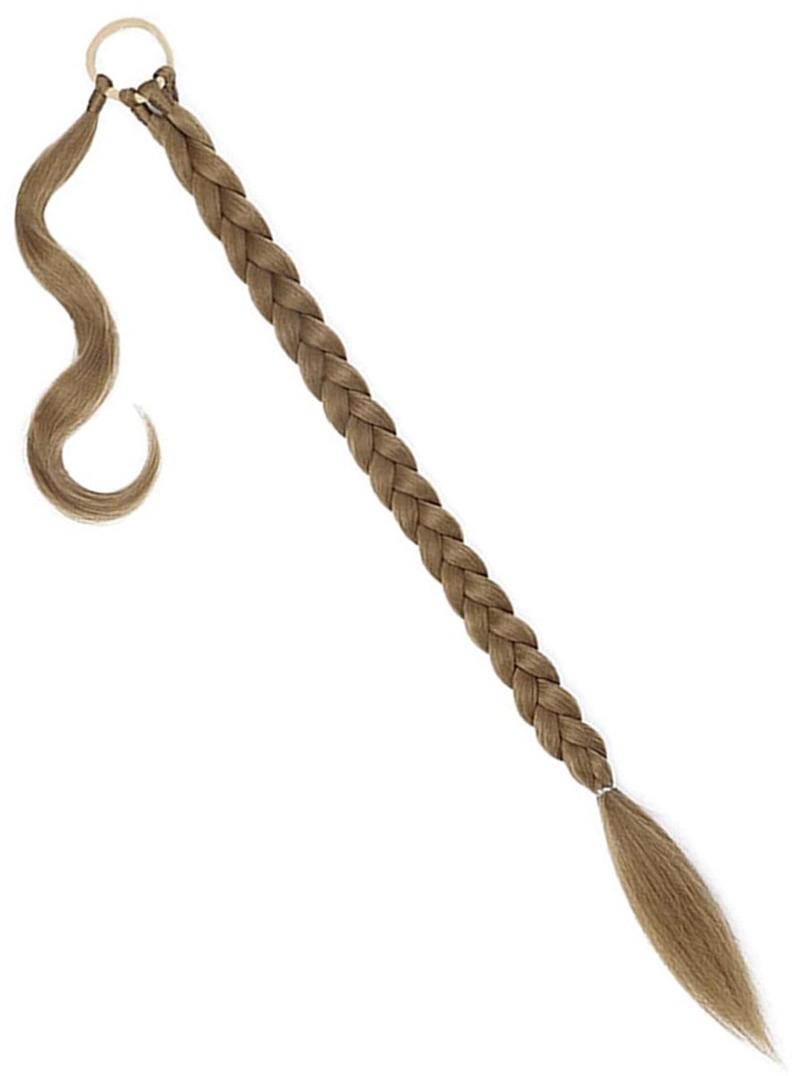 Dailygoods- Paardenstaartverlenging 66 cm - Gevlochten Haarstukje - Natuurlijk Kunsthaar - Vlechten - Donker Asblond - Voor Vrouwen - Haarverlengingen