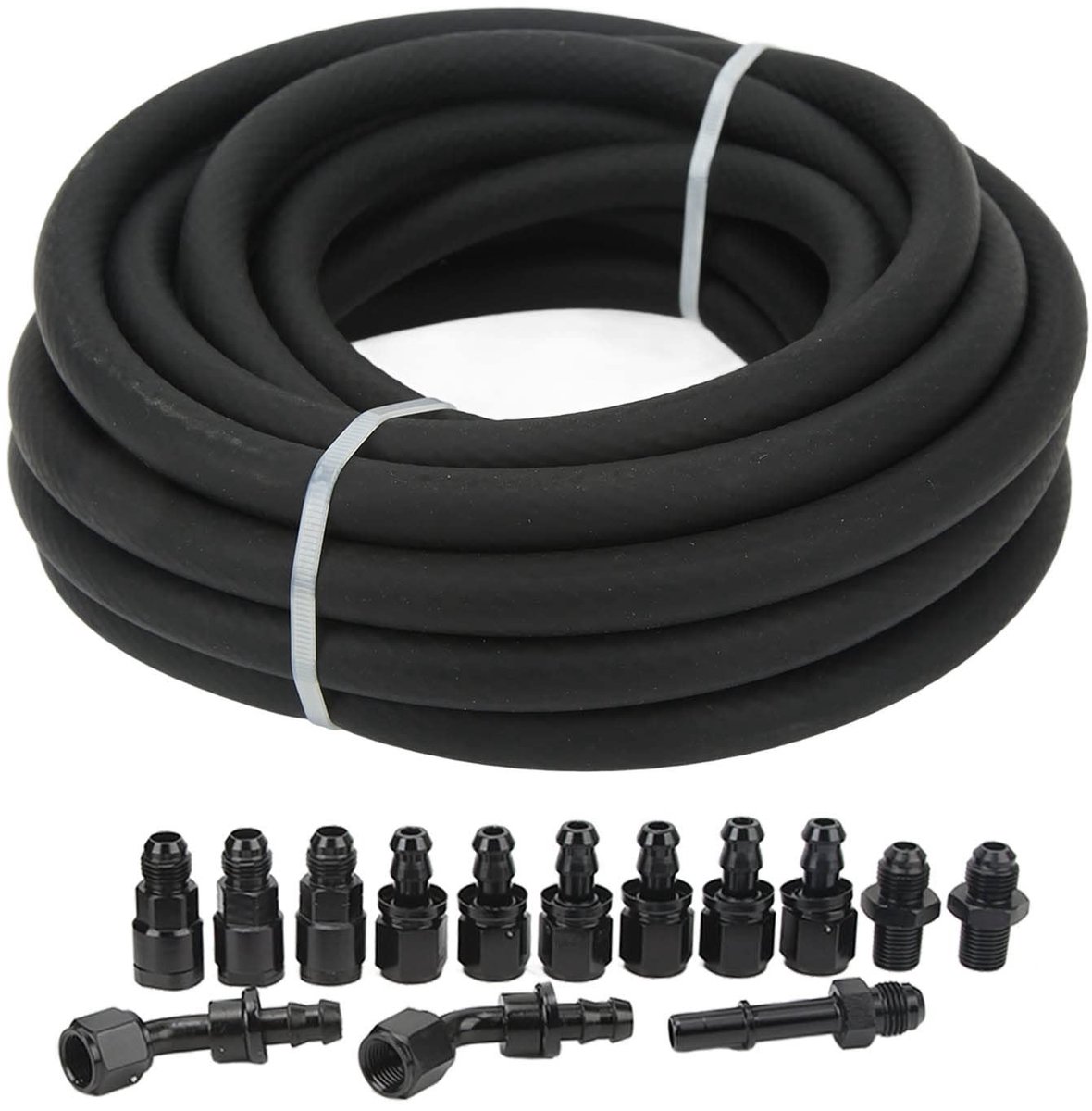 Dailygoods- Brandstofleidingset 7,5 meter - Brandstofslang 6 AN - Adapter voor brandstofinjectieleiding - Rubber/Aluminiumlegering - Werkdruk 10 kg - Bedrijfstemperatuur -30°C tot 120°C