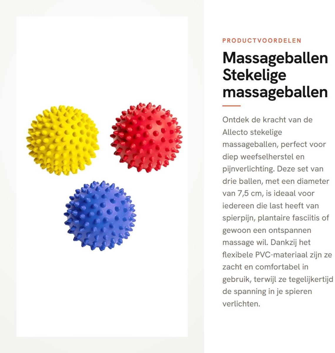 Dailygoods- Massagebal 3 Stuks - Stekelige Massageballen - Diep Weefselherstel - Pijnverlichting - Draagbaar - 7,4 cm Diameter - Massageballetje