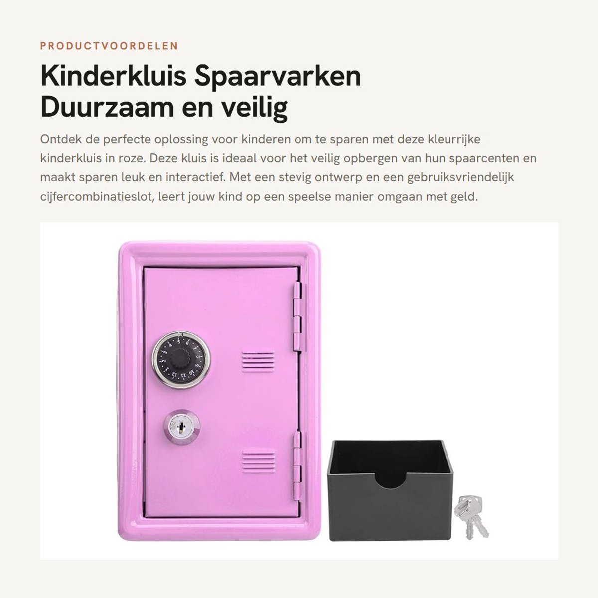 Dailygoods- Spaarvarken met Cijfercombinatieslot - Kluis - Uittrekbare Opbergdoos - Duurzaam Ijzer - 7,1x4,7x3,9 Inch - Antiroest - Spaarpot