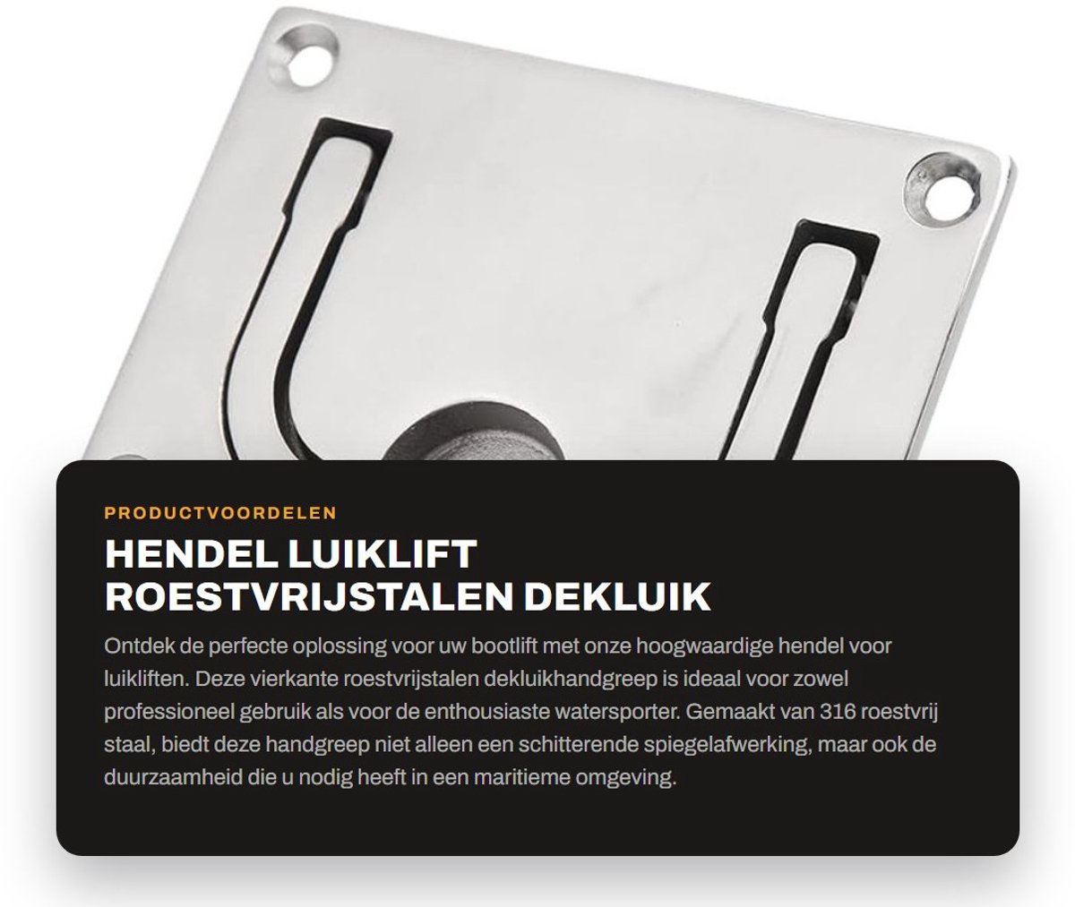 Dailygoods- Hefhendel Hoogwaardig 316 Roestvrij Staal - Luiklift Handgreep - Verzonken Dekluik - Spiegelgepolijst - Duurzaam - Slijtvast - Luikhandgreep