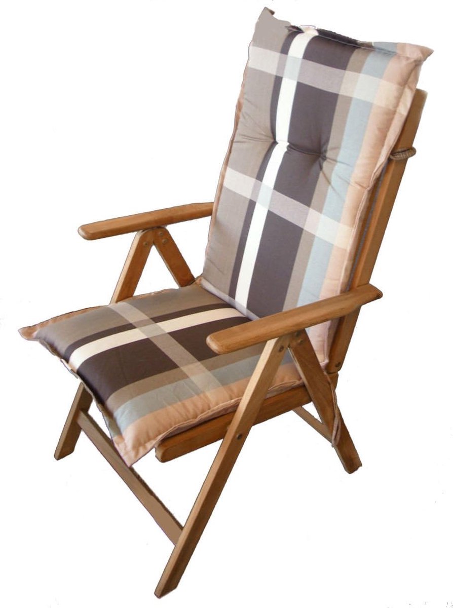 Stoelkussen Hoge Rugleuning - Zitkussen Tuinstoel - Comfortabel Zitten - Onderhoudsvriendelijk en Wasbaar - 121 x 50 cm - Bruin