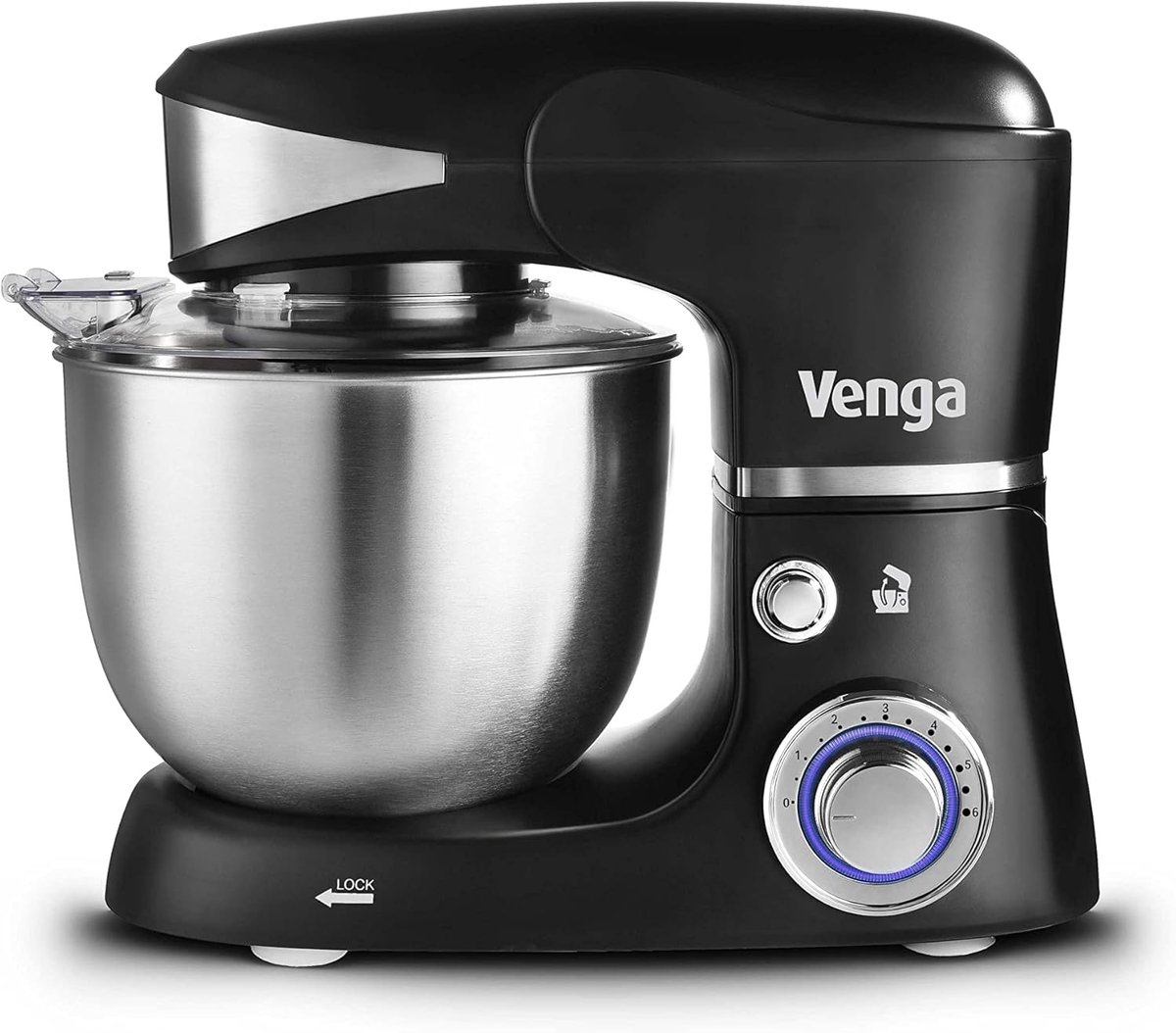 Standmixer Keukenmachine - Mixer Kom - Deeg Kneden Bakken - Planetaire Beweging - 5 Liter Kom - Zwart