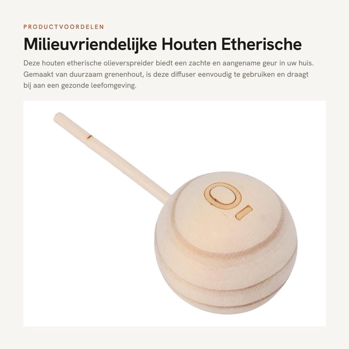 Dailygoods- Etherische Olieverspreider Milieuvriendelijk - Diffuser Bal - Aromatherapie - Houten - Compact - Veilig en Duurzaam