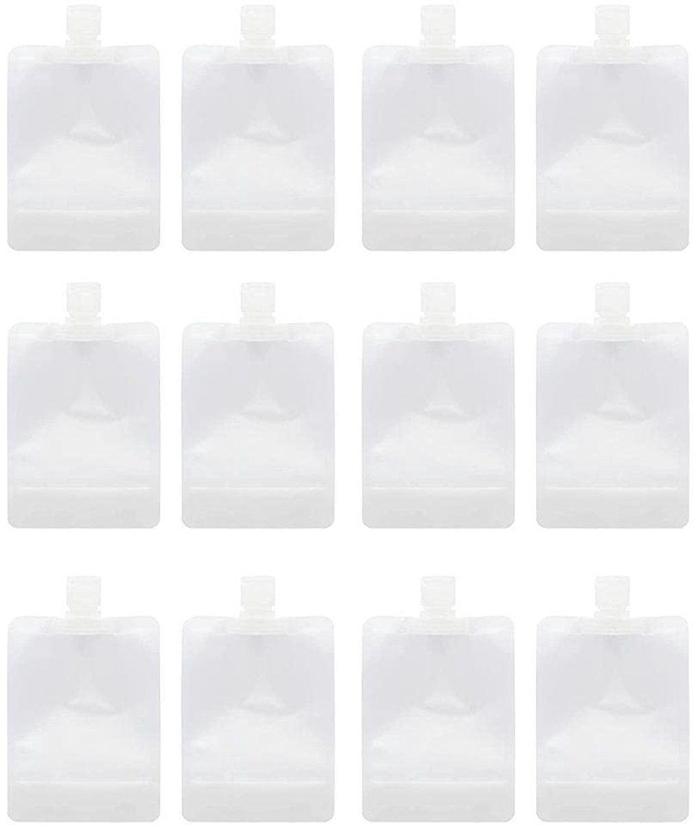 Dailygoods- Knijpzak - 12 Stuks - Draagbaar - Navulbaar - Lekvrij - Transparant - 30ml/50ml/100ml - Cosmeticazak