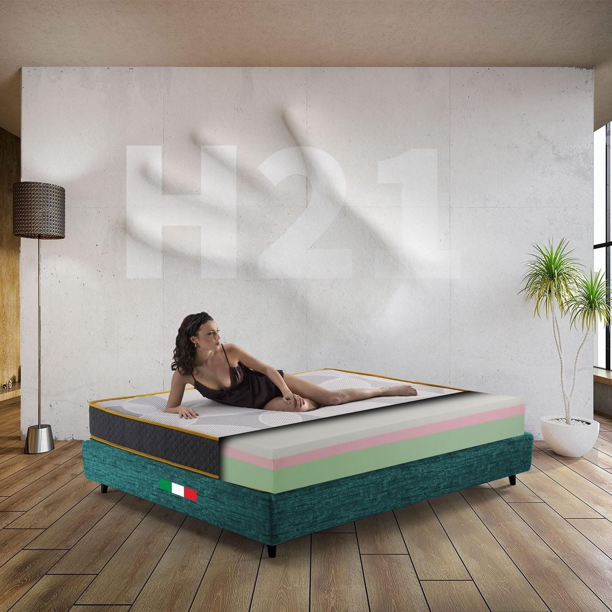 Matras Frans bed - Traagschuim matras - Comfortabel slapen - 7-zone ondersteuning - 120 x 200 cm - Grijs