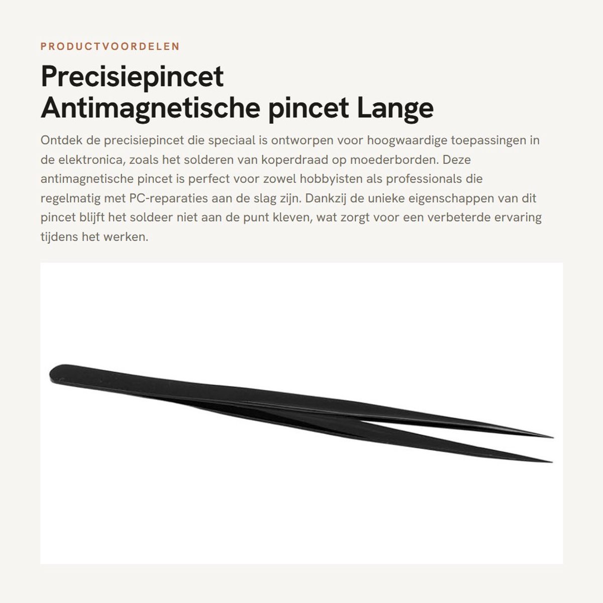 Dailygoods - Precisiepincet - Antimagnetische pincet - Lange levensduur - Zwart - Corrosieweerstand - Ideaal voor PC-reparaties - Professioneel gebruik