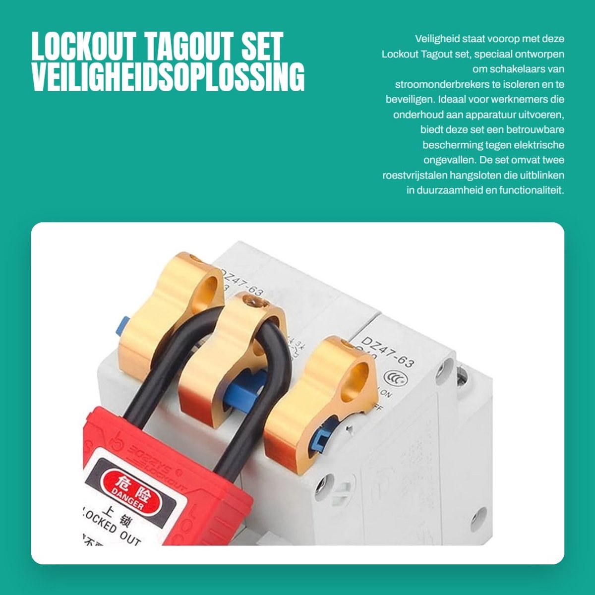 Dailygoods - Lockout Tagout set - Veiligheidsoplossing - Roestvrijstalen - Duurzame Loto sloten - Bescherming tegen elektrische ongevallen - Geschikt...