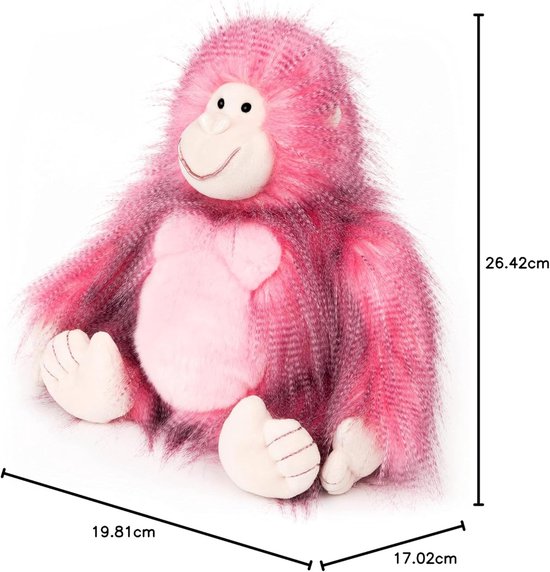 Knuffel Gorilla Pluche Dier Roze voor Baby's en Kinderen, 30 cm — afbeelding 3