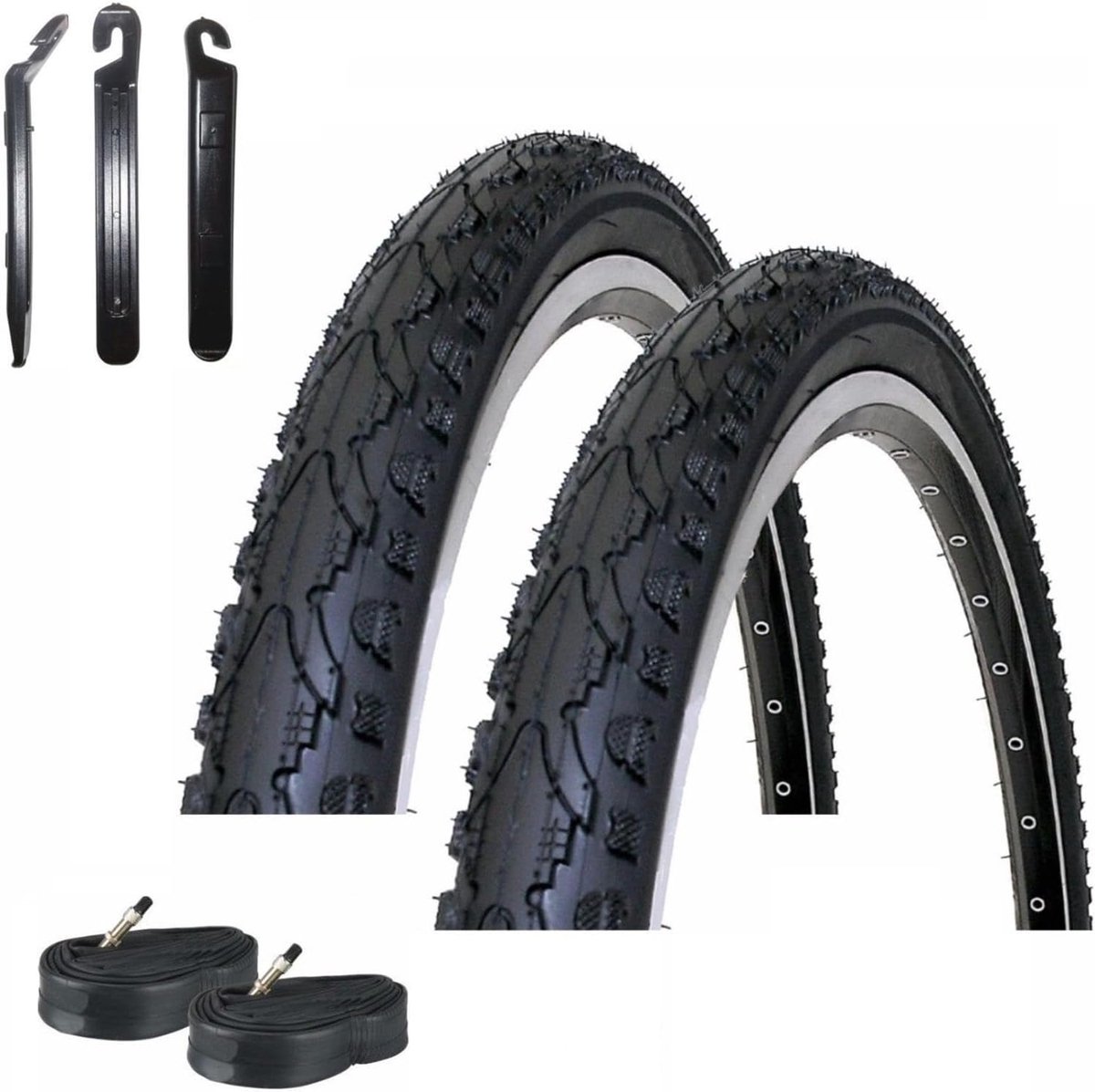 Fietsbanden set - Banden en binnenbanden - Fietsen onderhouden - Inclusief bandenlichter - 16 x 175 inch - Zwart