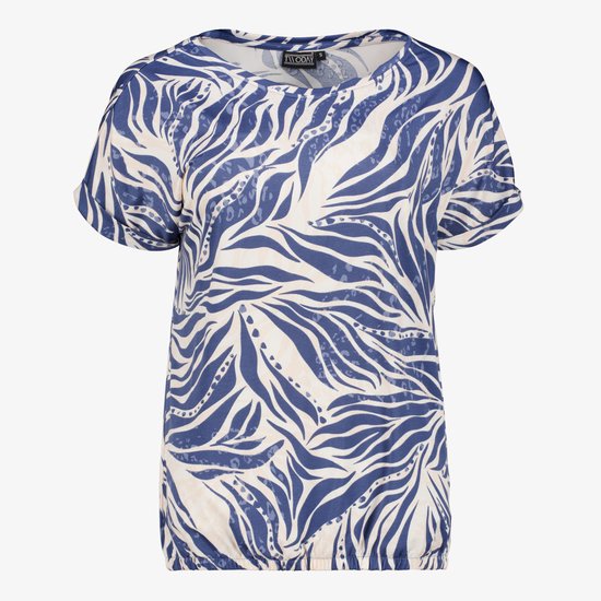 TwoDay dames top met print blauw wit - Maat L