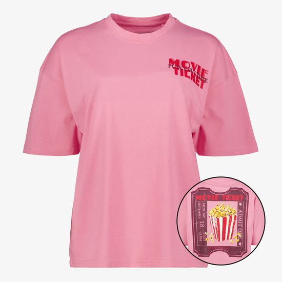 TwoDay dames T-shirt met film backprint roze - Maat XL