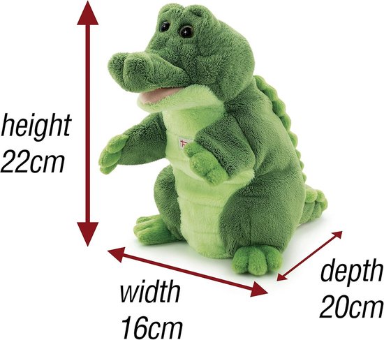 Krokodil Handpop - Pluche Dier - Verhalen Vertellen - Zacht Pluche Materiaal - 21 cm Hoog - Groen — afbeelding 4
