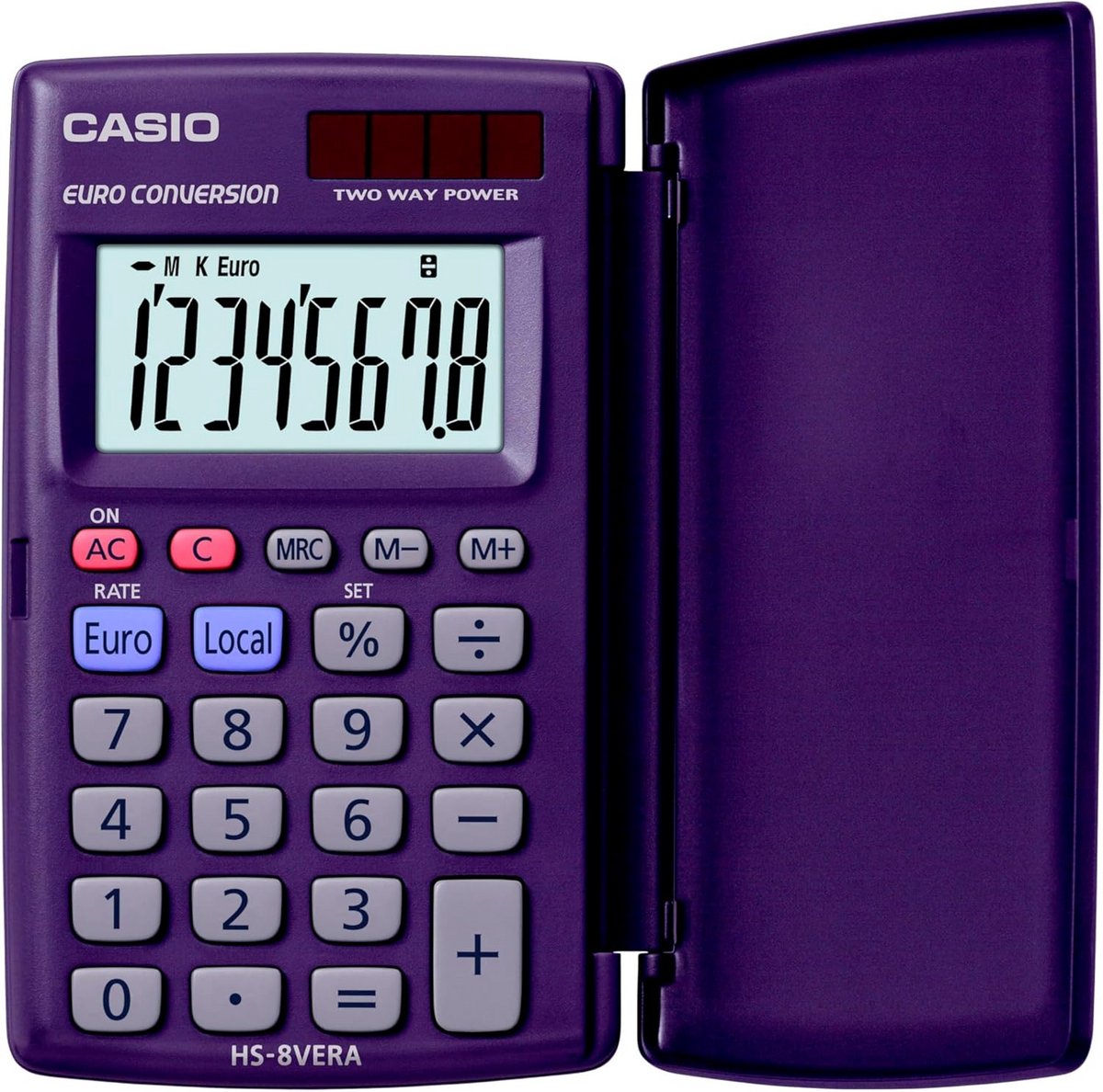 Rekenmachine - Zakrekenmachine - Valuta Omrekenen - Zonne-energie/batterij - 8-cijferig display - Blauw