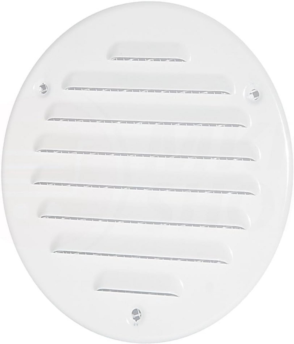 Ventilatierooster - Afdekkap Muur - Luchttoevoer Reguleren - Met Insectengaas - 100 mm Diameter - Wit