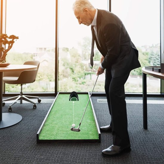 Putt trainer met automatische balteruggave en putting cup - voor golfers - 31 x 17 cm — afbeelding 4