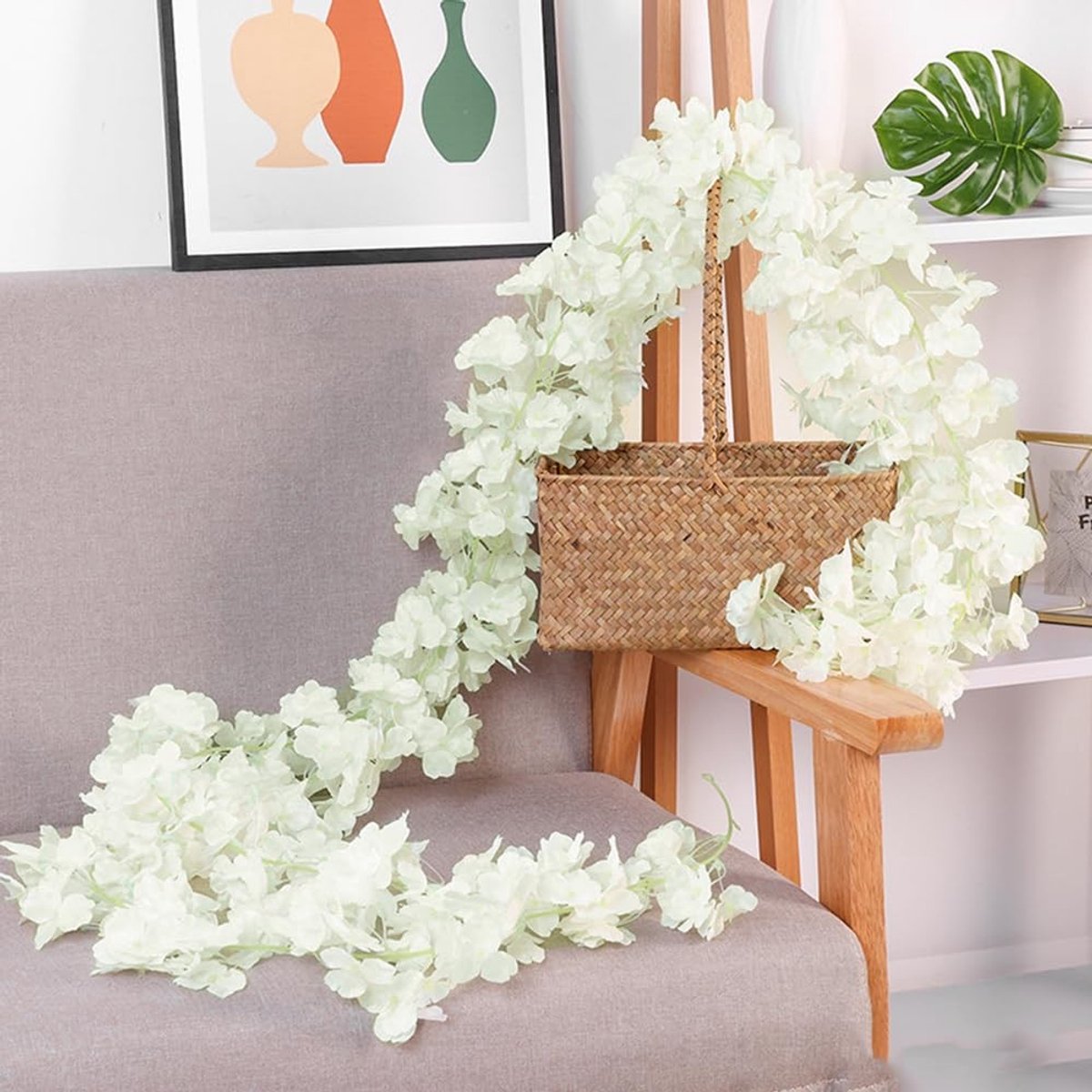 Dailygoods- Kunstbloemen 256 bloemkoppen - Kunstbloesem Slinger - Bloemenkrans - Decoratie