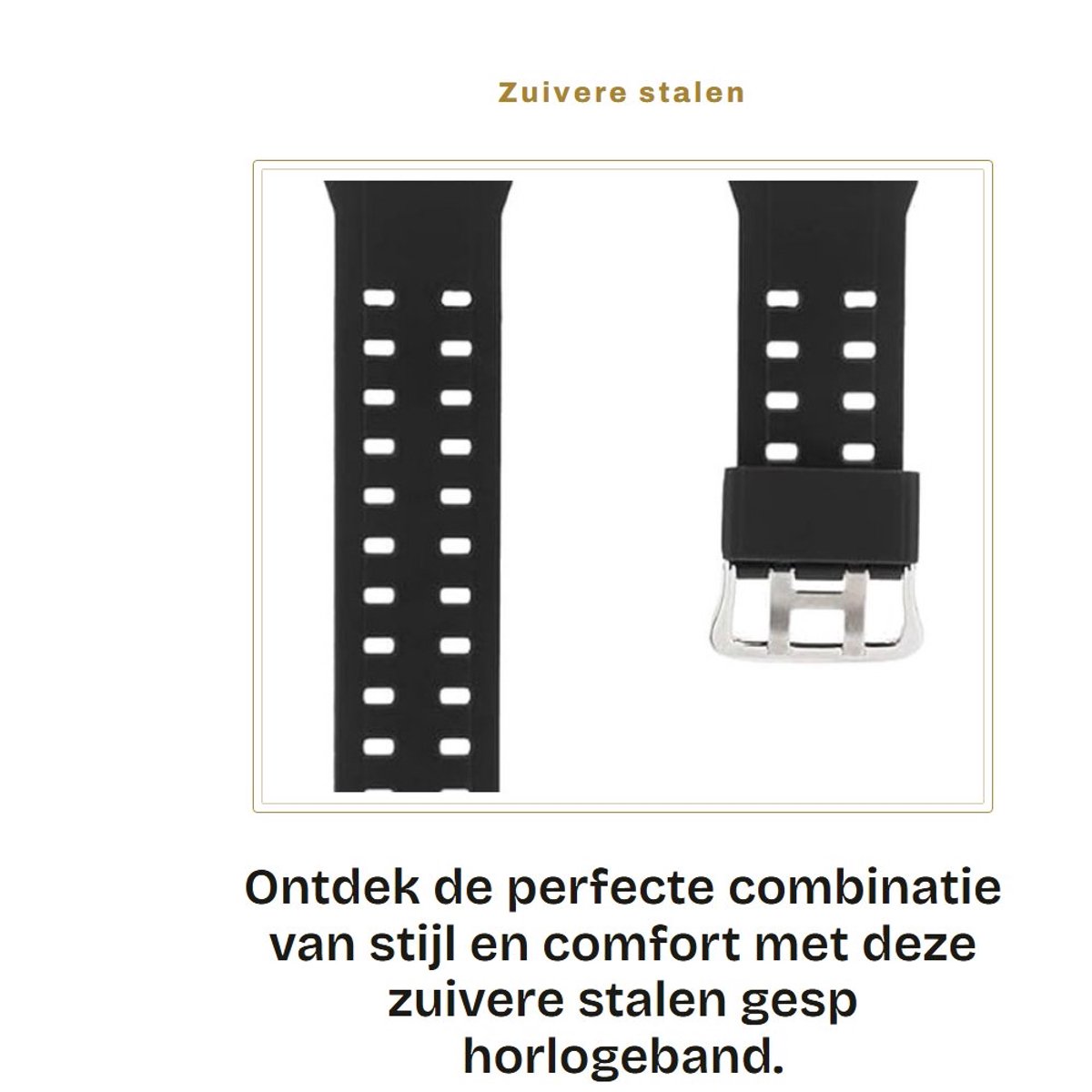 Dailygoods- Horlogeband Zwart - PU-Leren Band - Stalen Gesp - Comfortabel - Duurzaam - Geschikt voor Gw-9400 - Horlogeriem