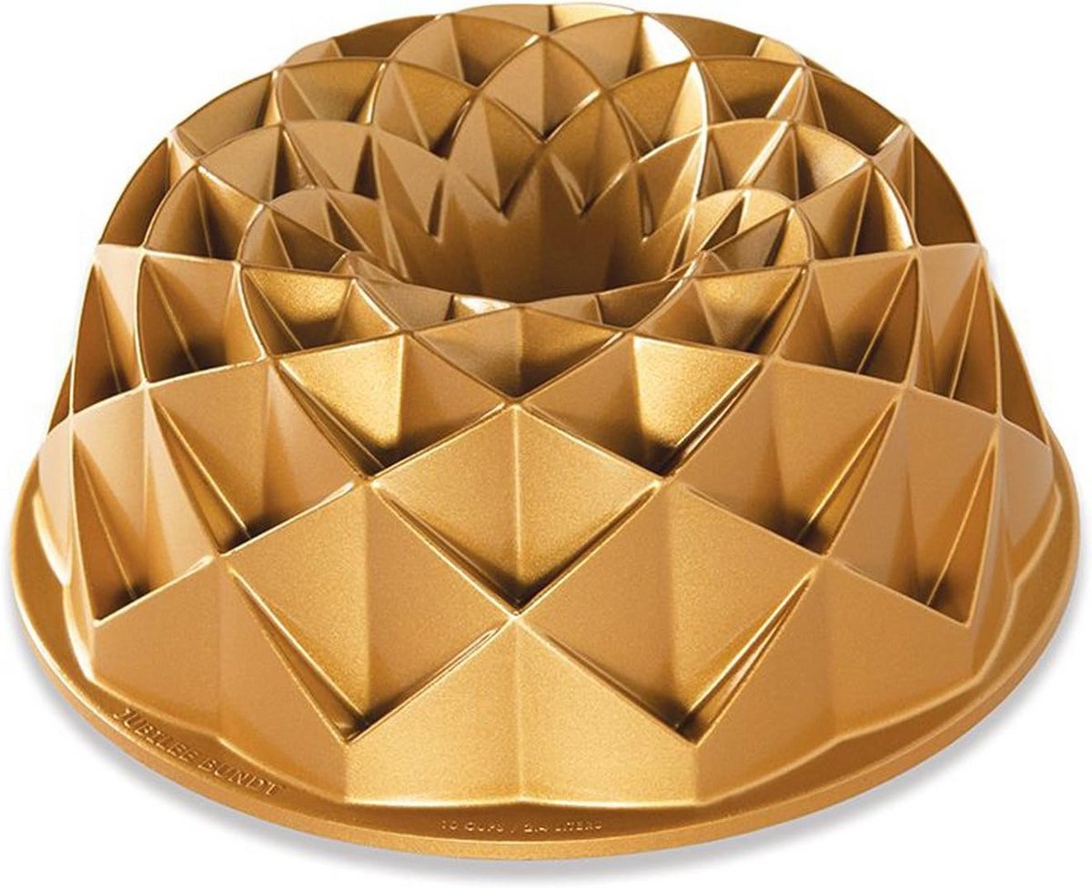 Tulband Vorm - Cakevorm - Taarten Bakken - Gegoten Aluminium - 10 Kopjes - Goudkleurig