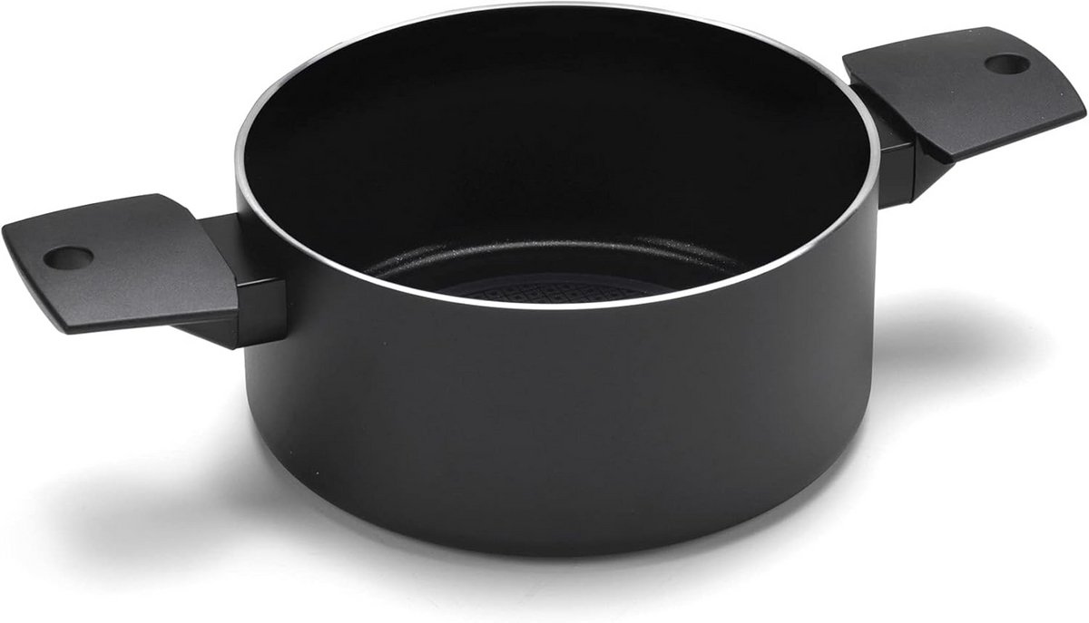 Gerecyclede Braadpan - Koekenpan Handgrepen - Koken Keuken - Net Inductie Bodem - 20 cm Diameter - Zwart