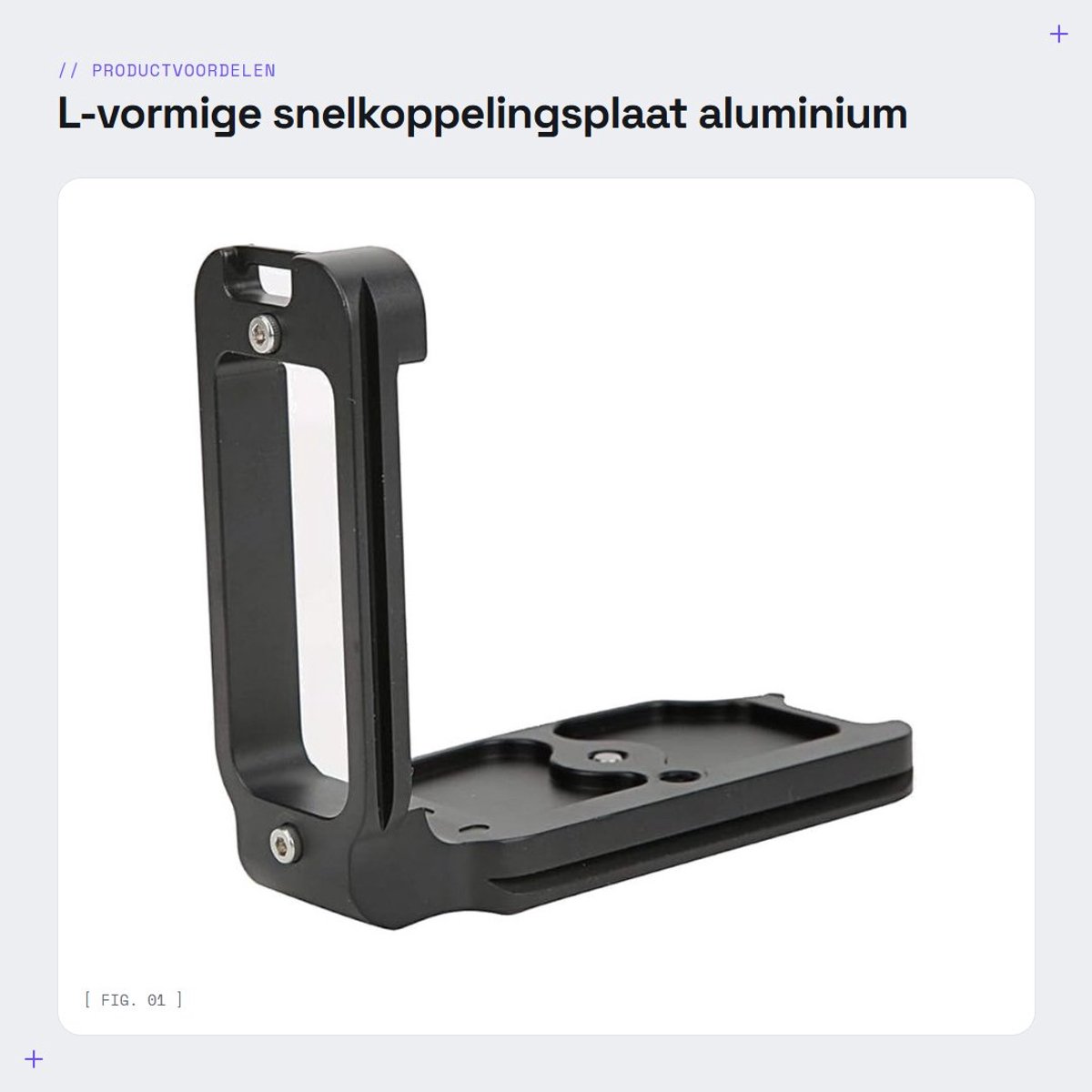 Dailygoods- Snelkoppelingsplaat L-vormig - Aluminiumlegering - 1/4 inch Schroef - Voor D850 DSLR-camera - CNC-bewerking - Gewicht 133 g - Afmetingen 118 x 48 x 101 mm - Camera Plaat