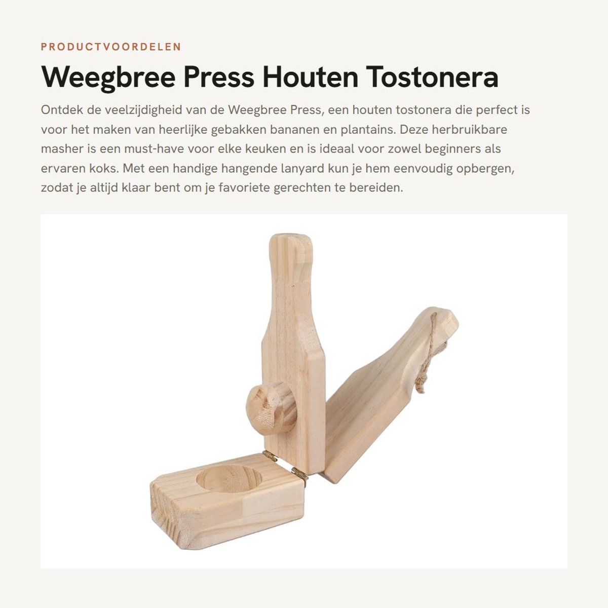 Dailygoods- Tostonera Houten - Herbruikbare Pers - Gebakken Banaan - Gevulde Plantains - Hangende Lanyard - Duurzaam Ontwerp - Plantainpers