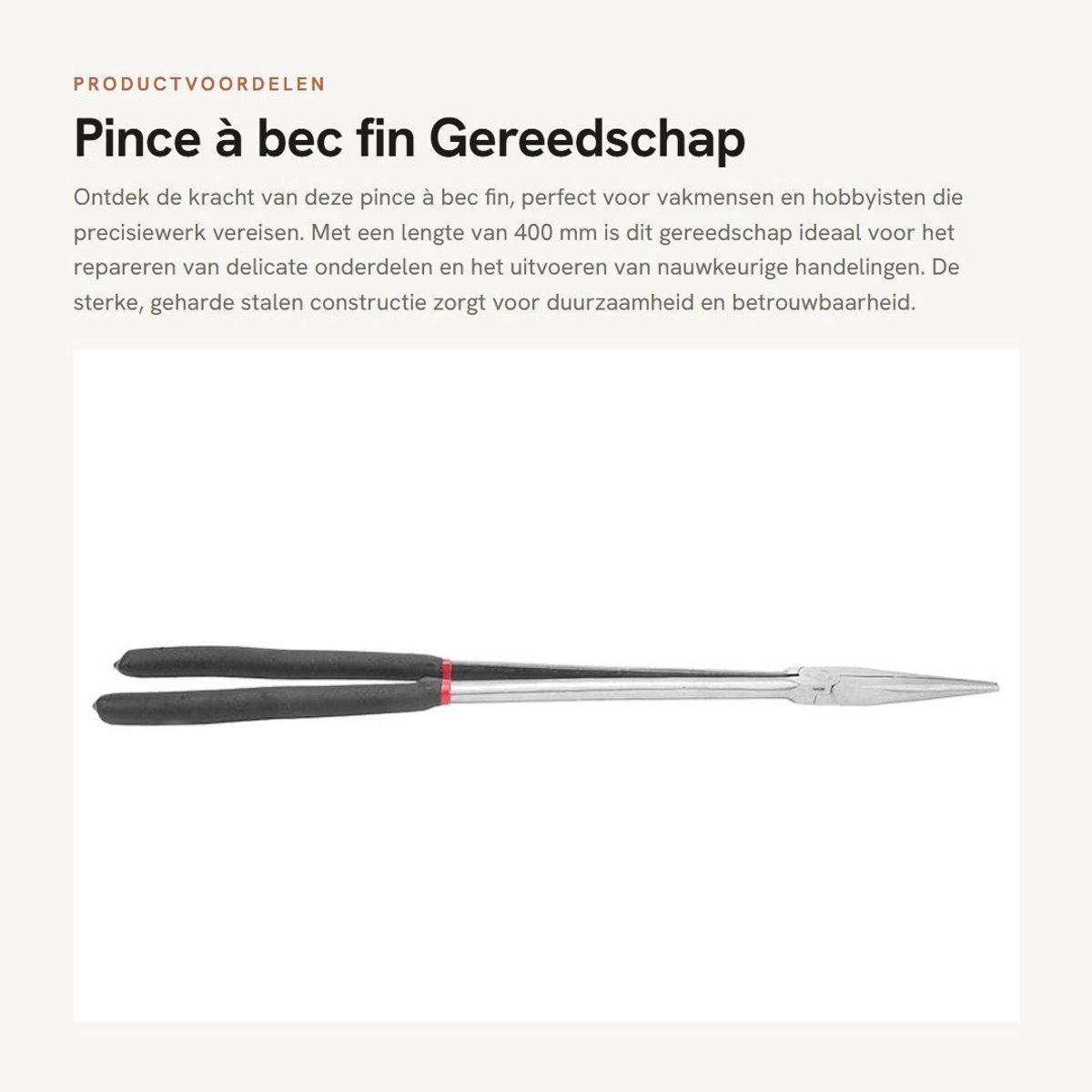 Dailygoods - Pince à bec fin - Gereedschap - Lang handvat - Antislip - Professioneel - Voor reparaties - Metallic