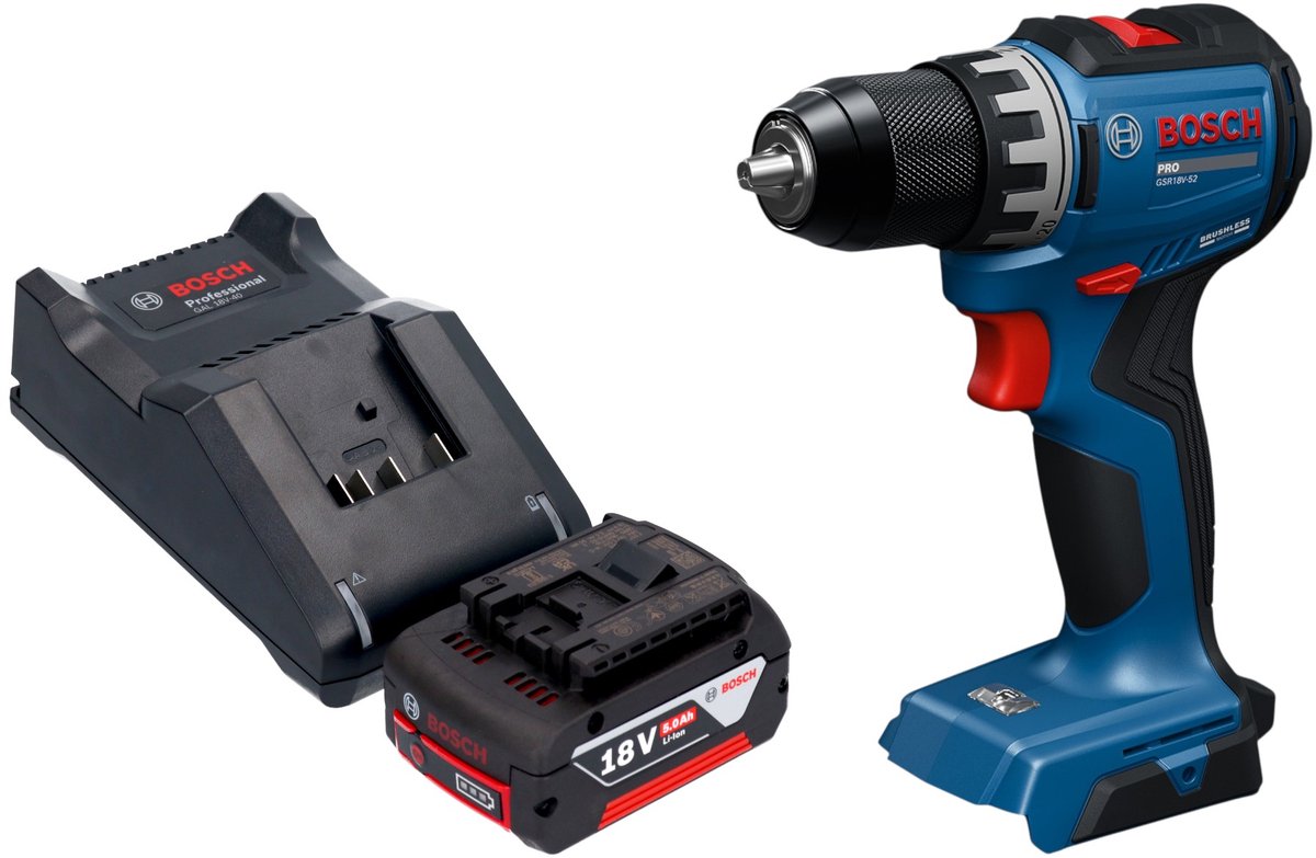 Bosch GSR 18V-52 Professional accuboormachine 18 V 70 Nm borstelloos + 1x accu 5,0 Ah + oplader