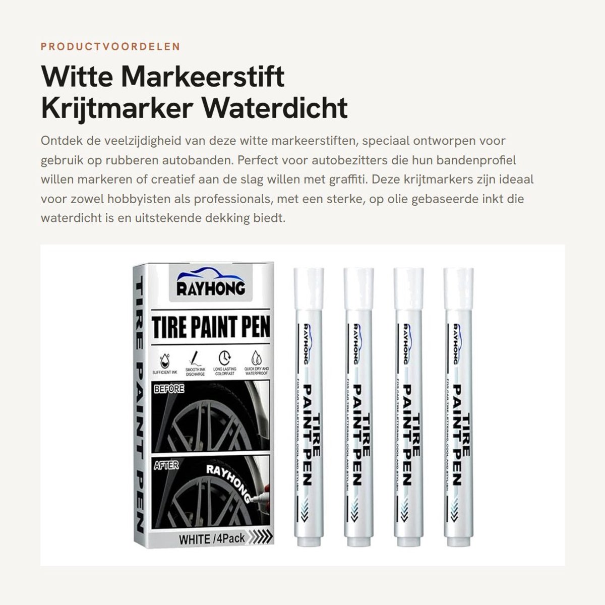 Dailygoods- Markeerstift 4-pack - Waterdichte Krijtmarker - Bandenverf Marker - Oliegebaseerde Inkt - Vervagingsbestendig - 6 ml Inktinhoud - Verfpen