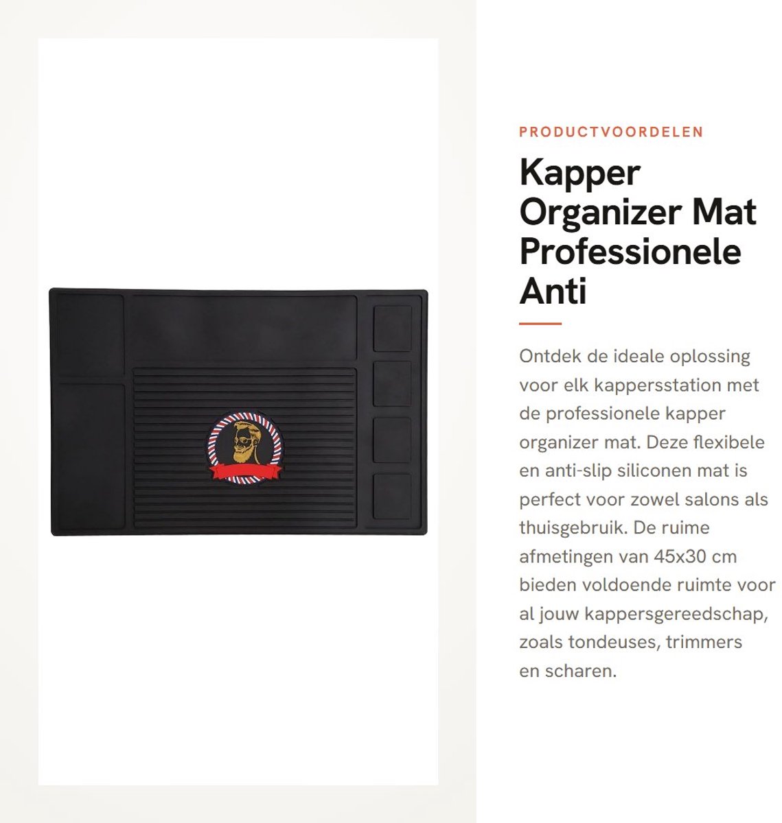 Dailygoods - Kapper Organizer Mat - Professionele Anti Slip Mat - Siliconen Werkstation - Zwart - Geschikt voor Tondeuses en Scharen