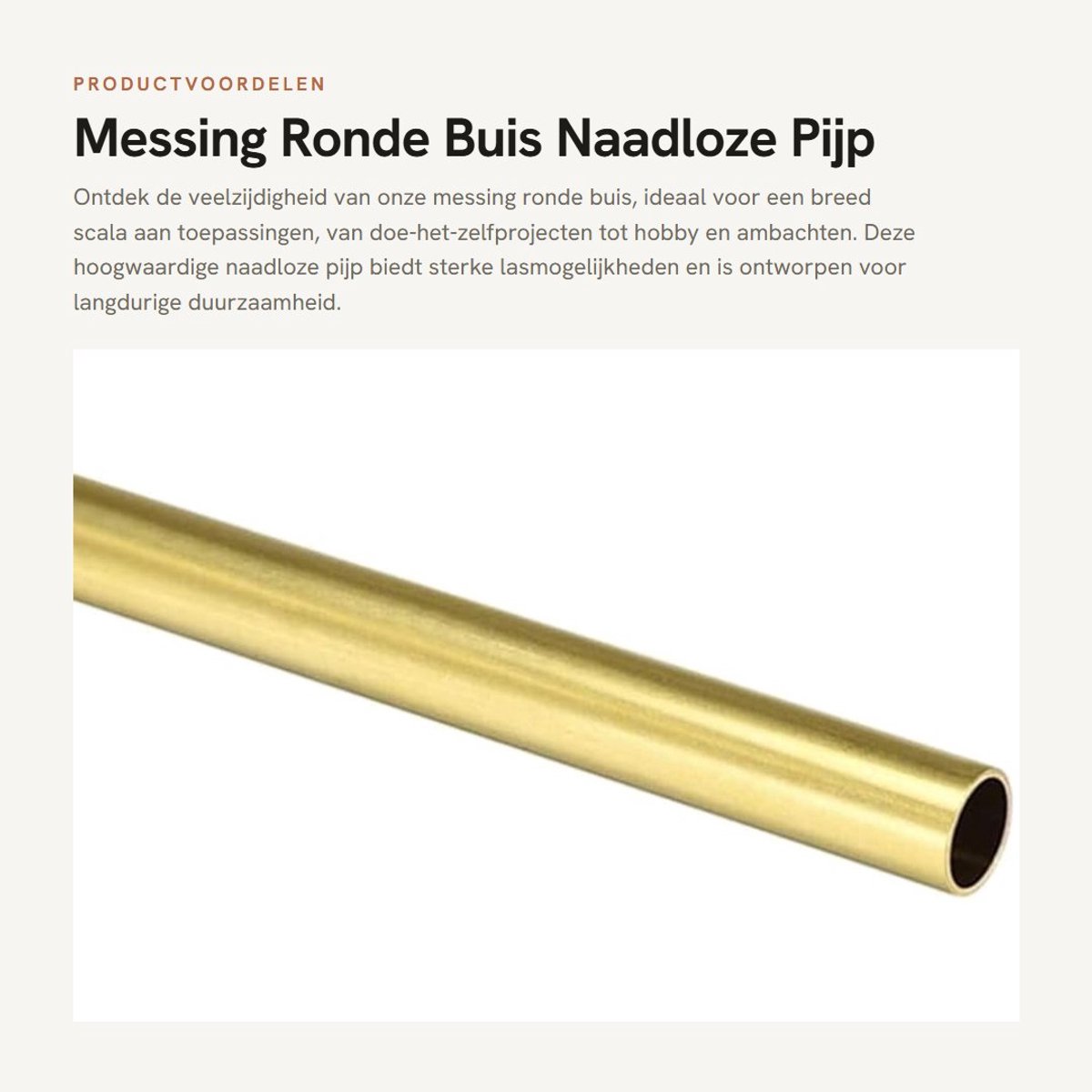 Dailygoods- Messing Buis H65 - Naadloze Pijp - 300mm Lengte - 14mm OD - 1mm Muurdikte - Duurzaam Materiaal - Koperen Buis