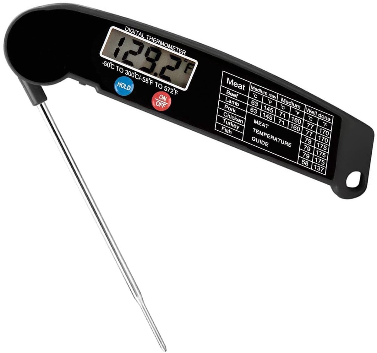 Dailygoods - Vleesthermometer - Digitale Instant Read Thermometer - Compact formaat - Geschikt voor koken - Ideaal voor barbecue - Eenvoudig in gebruik
