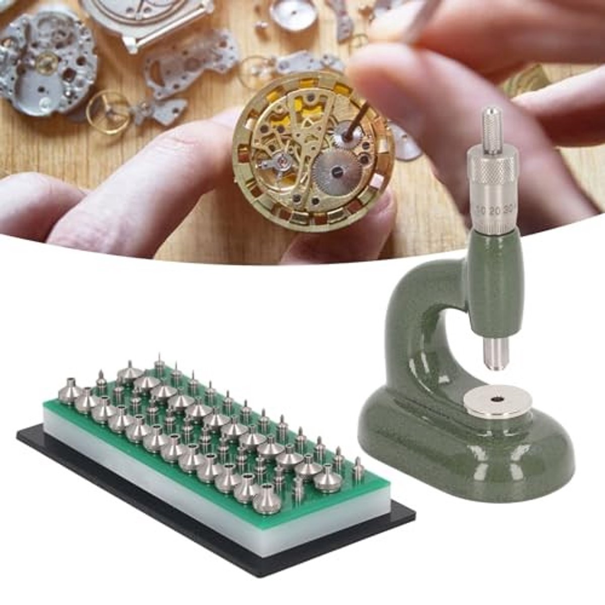 Dailygoods- Horloge Reparatiegereedschap Professioneel - Horlogereparatiegereedschap - Aluminium - 48 Stansen - Opbergdoos - Geschikt voor Werkplaatsen - Horlogereparatietool