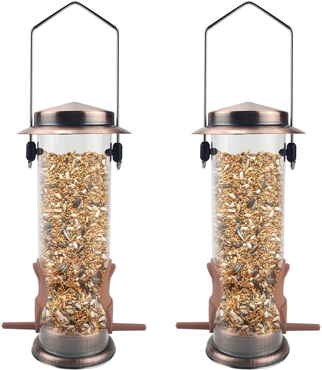 Dailygoods- Vogelvoederhuisje Metalen Set van 2 - Vogelvoederbak - Tuindecoratie - Robuust Ontwerp - Afmetingen 30 x 13 x 7,3 cm - Vogels Kijken - Vogels Feeder